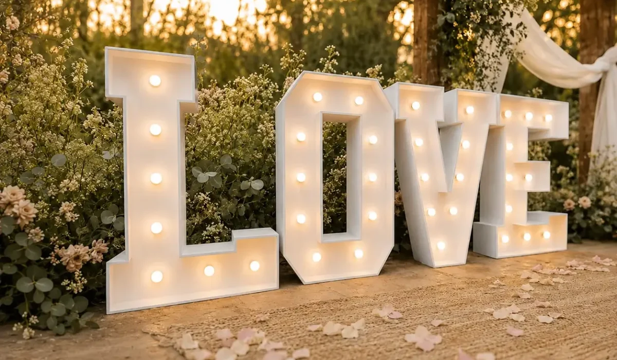 Lettres géantes LOVE lumineuses en location pour mariage à Agen